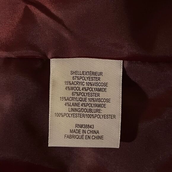 Maralyn Me Juniors Notched-Collar Double-Breasted Peacoat Brown Red Plaid XXL - Picture 7 of 9